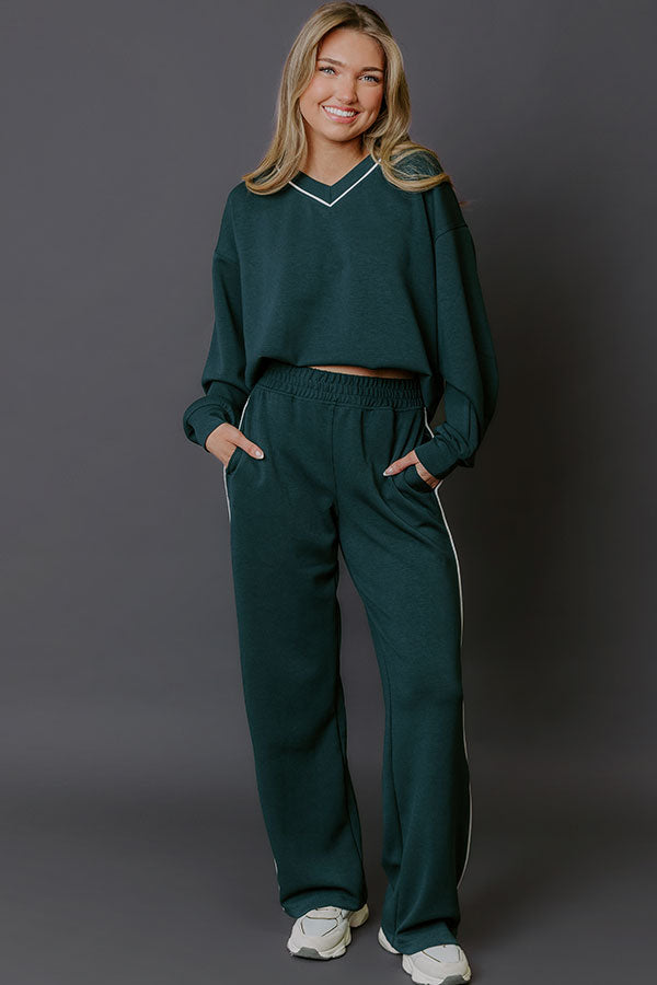 Elite Comfort High Waist Scuba Straight Leg Pants in Forest