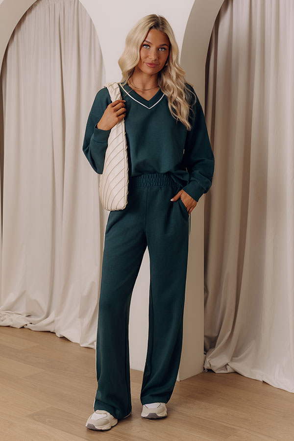 Elite Comfort High Waist Scuba Straight Leg Pants in Forest Image - 1