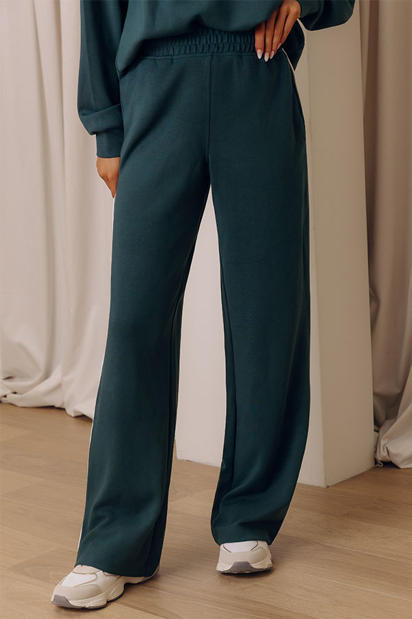 Elite Comfort High Waist Scuba Straight Leg Pants in Forest Image - 2