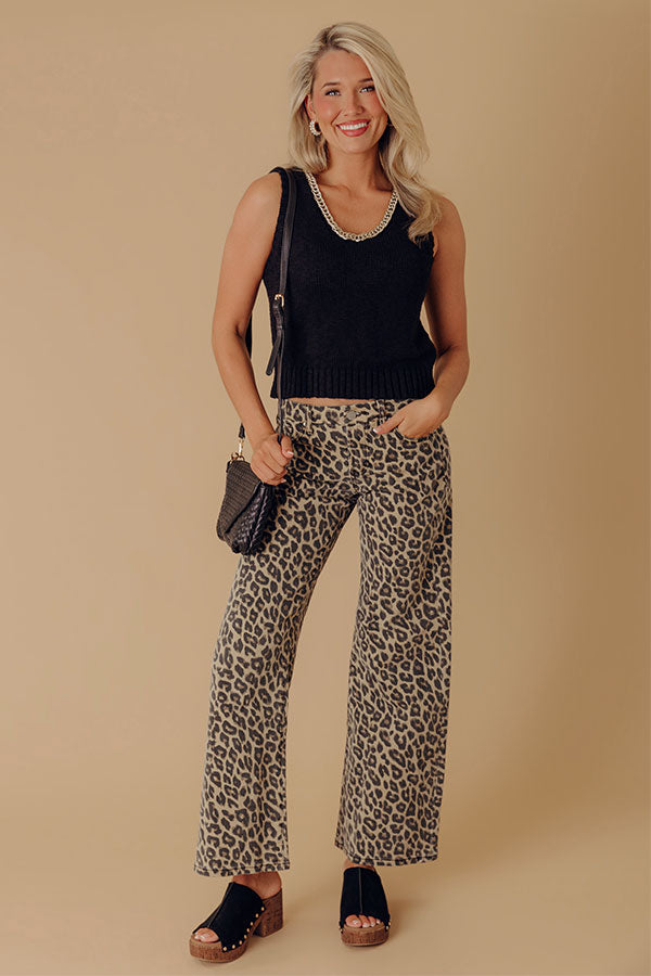 RISEN Nora Midrise Wide Leg Leopard Pants