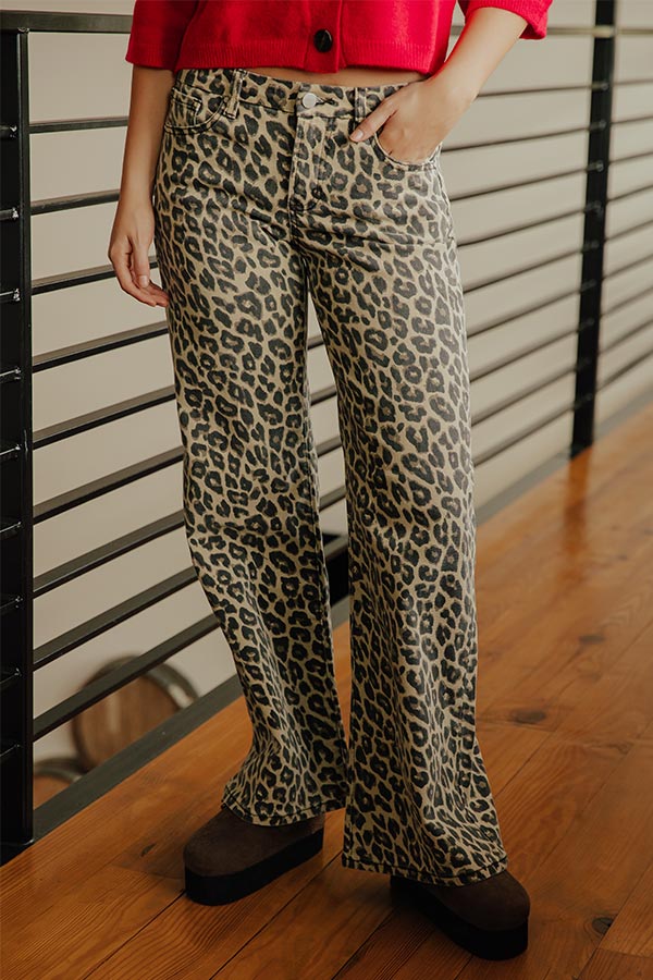 RISEN Nora Midrise Wide Leg Leopard Pants Image - 2