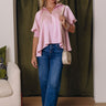 City Staple Satin Quarter Zip Top in Pink Image - 1