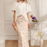 Sweet Day High Waist Floral Satin Maxi Skirt Image - 1