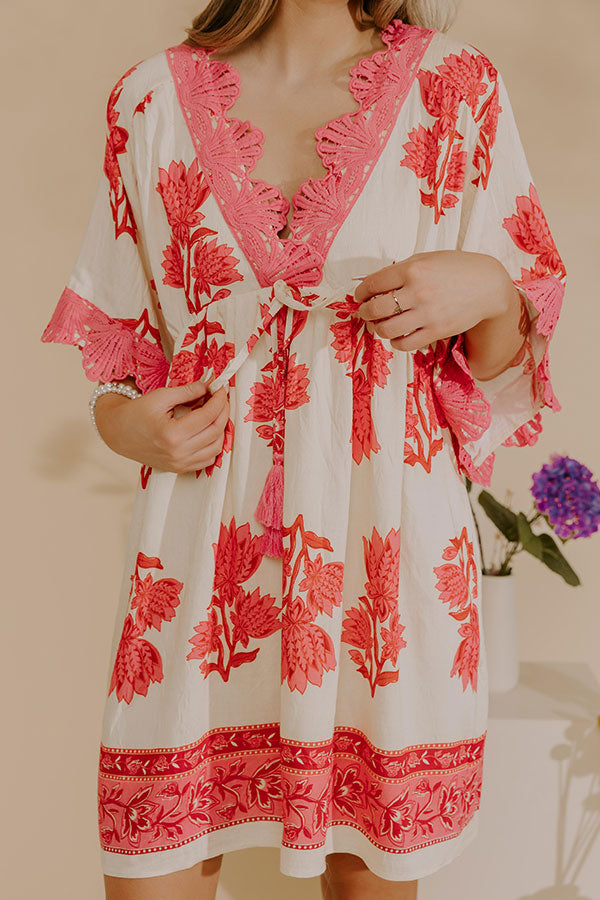 coast pink floral dress Women's Long Sleeve Applique Floral Midi Dress, Pink
