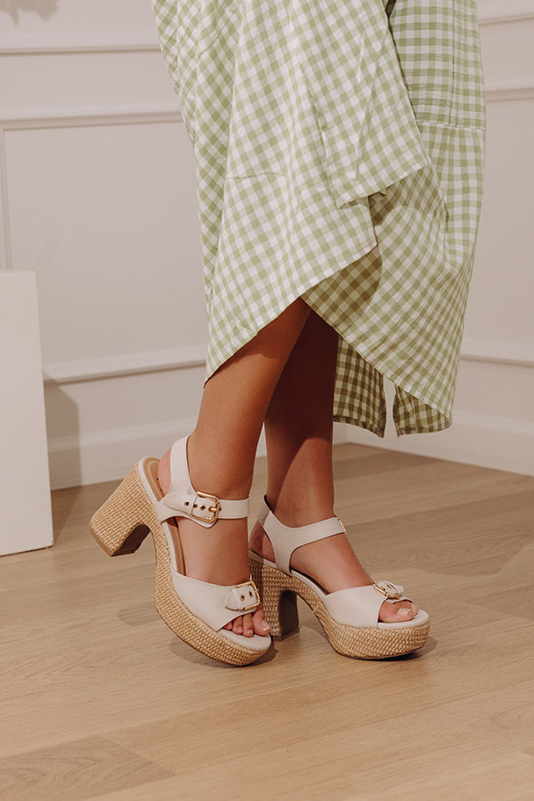 Daddys Money Faux Leather Block Heel in Ivory Image - 1