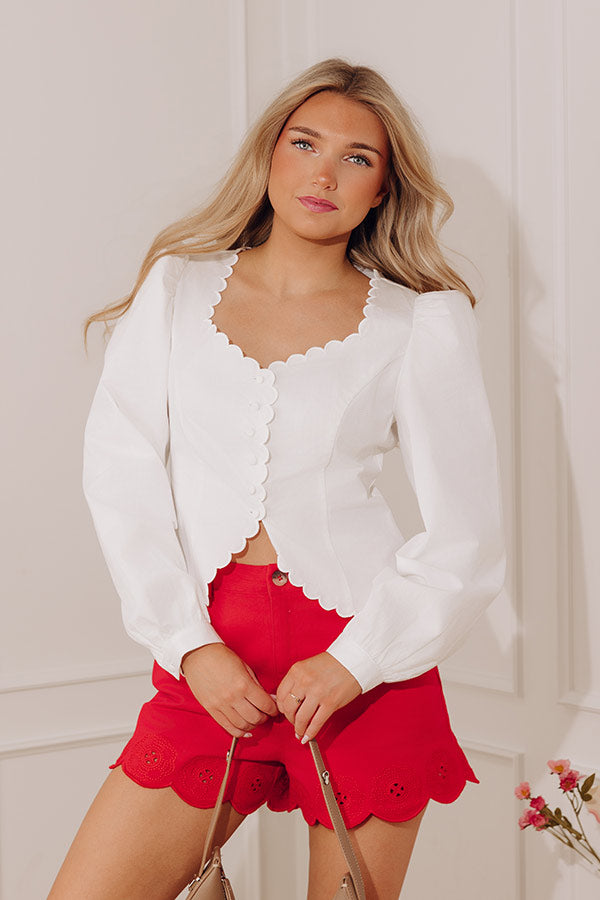 Metropolitan Muse Scalloped Top in White Image - 2