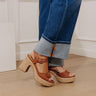 Daddys Money Faux Leather Block Heel in Tan Image - 1