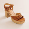 Daddys Money Faux Leather Block Heel in Tan Image - 1