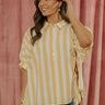 Love Line Stripe Button Up Top in Yellow Image - 1