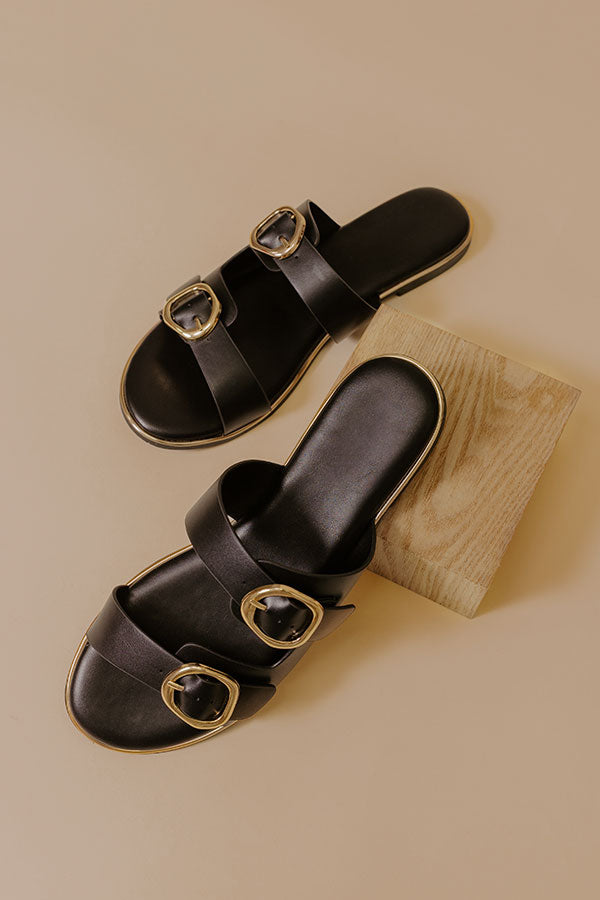 The Isla Faux Leather Sandal in Black