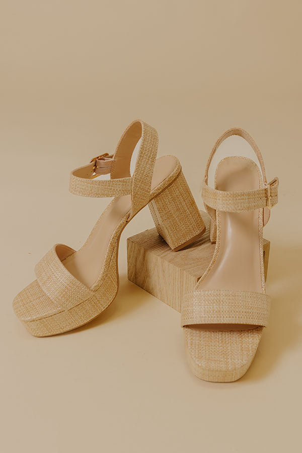 The Julia Raffia Woven Block Heel