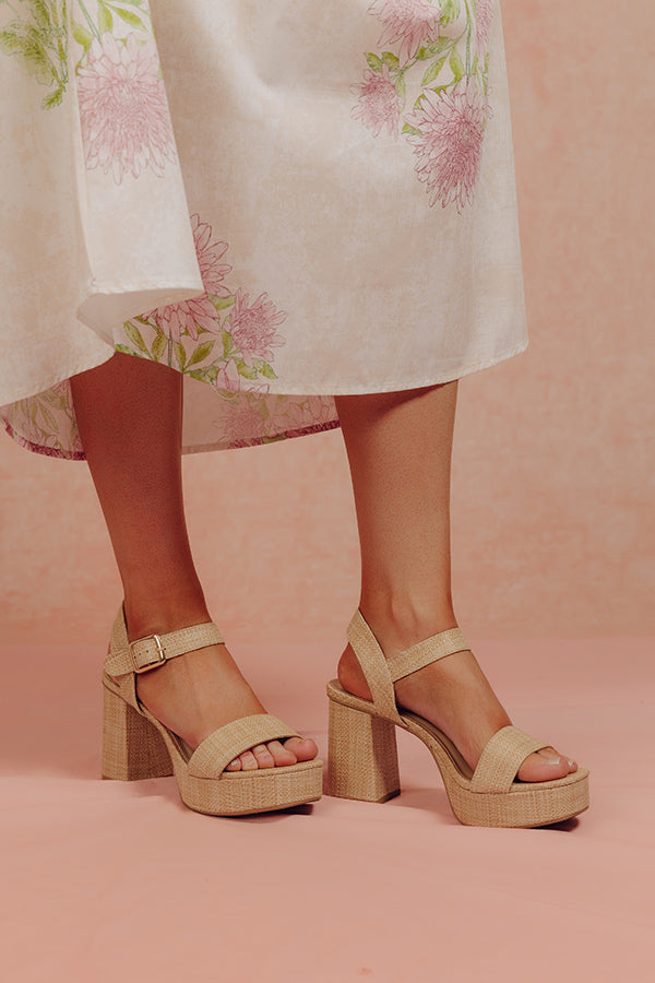 The Julia Raffia Woven Block Heel Image - 1