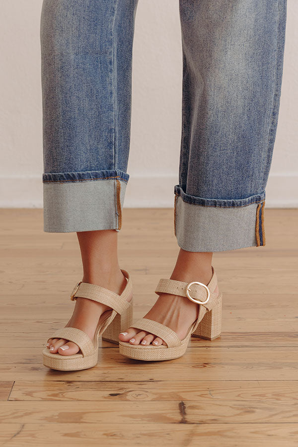 The Julia Raffia Woven Block Heel