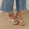The Clara Faux Leather Metallic Espadrille Wedge in Gold Image - 1