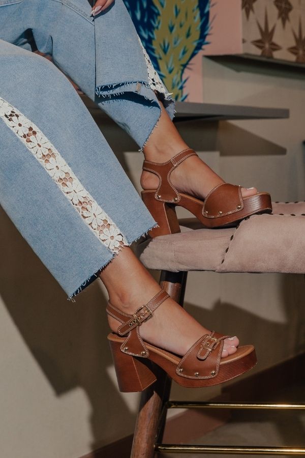 The Scarlett Faux Leather Heel in Brown