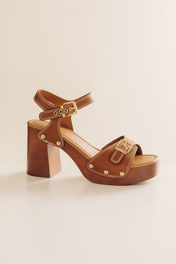 The Scarlett Faux Leather Heel in Brown