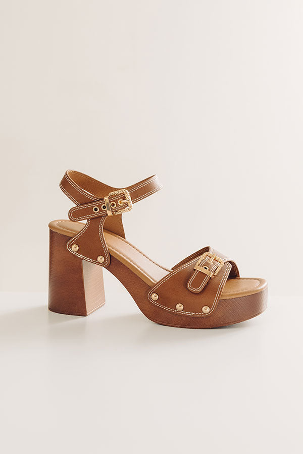 The Scarlett Faux Leather Heel in Brown
