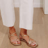 The Lucia Faux Leather Metallic Sandal in Gold Image - 1