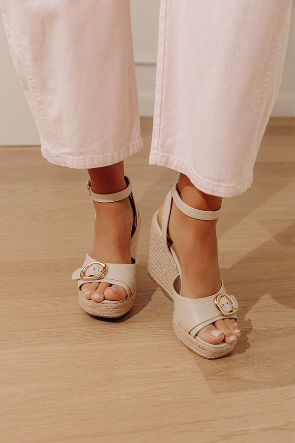 The Clara Faux Leather Espadrille Wedge in Stone Image - 1