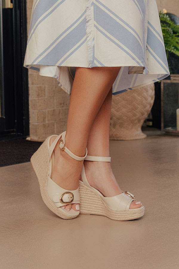 The Clara Faux Leather Espadrille Wedge in Stone Image - 3