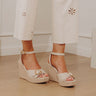 The Clara Faux Leather Espadrille Wedge in Stone Image - 1