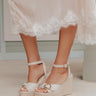 The Clara Faux Leather Espadrille Wedge in Stone Image - 1