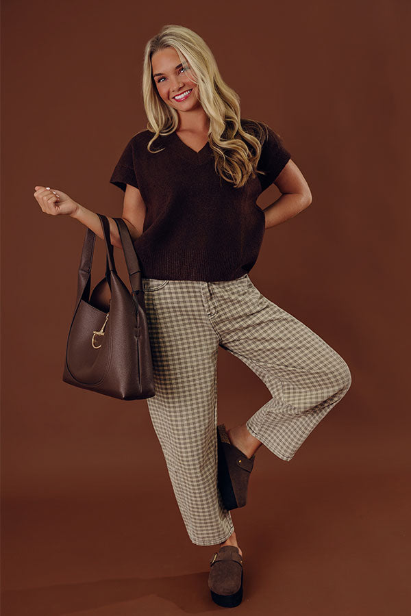 The London High Waist Checkered Barrel Leg Pants Image - 1