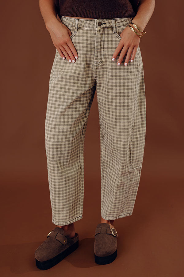 The London High Waist Checkered Barrel Leg Pants Image - 2