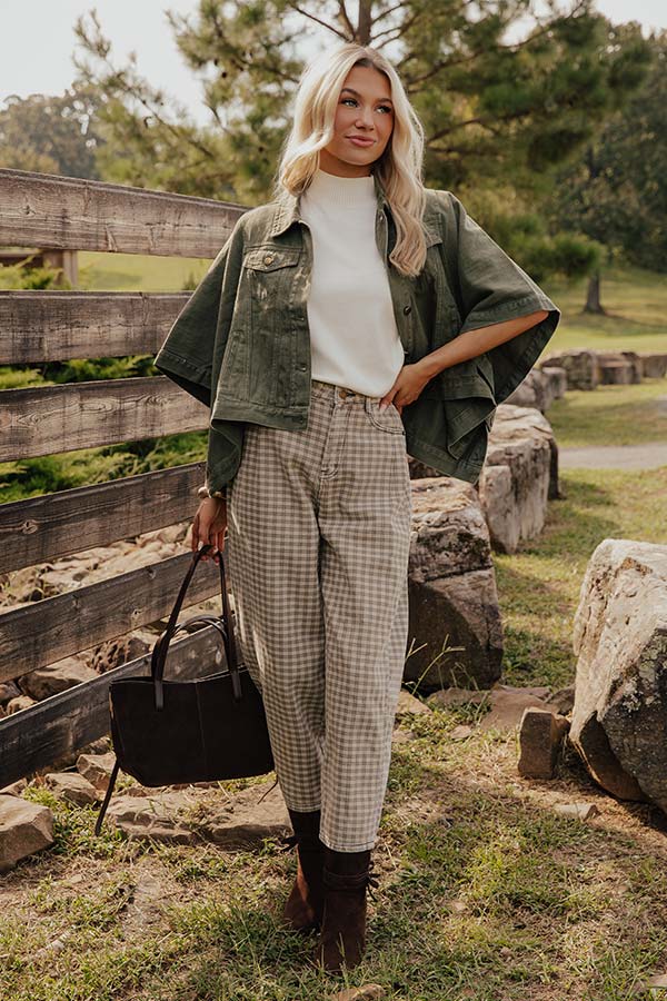 The London High Waist Checkered Barrel Leg Pants Image - 2