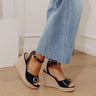 The Clara Faux Leather Espadrille Wedge in Black Image - 1