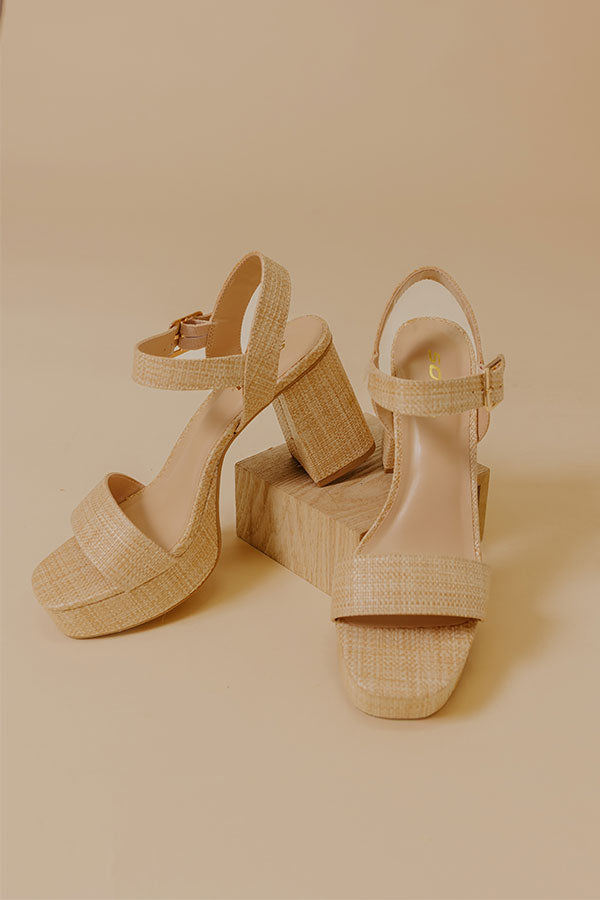 The Macey Raffia Woven Block Heel