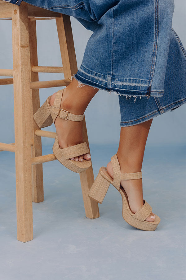 The Macey Raffia Woven Block Heel