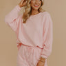 Weekend Wind-Down Waffle Knit Long Sleeve Tee in Pink Image - 1