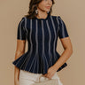 Everyday Chic Knit Peplum Top in Navy Image - 1