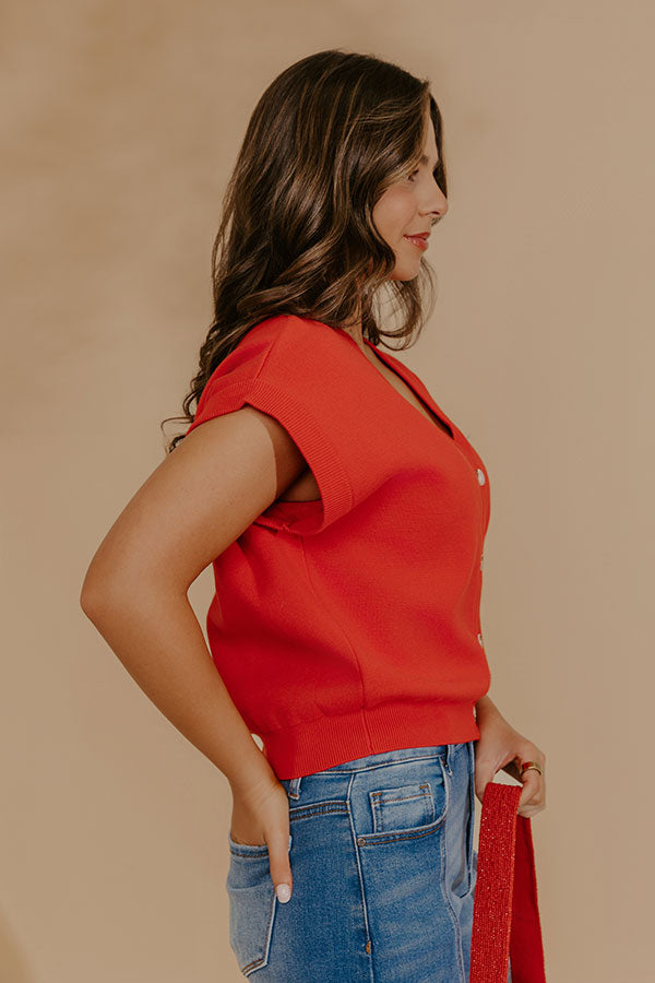 Spring Whisper Knit Top in Red Image - 3