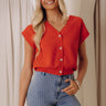Spring Whisper Knit Top in Red Image - 1