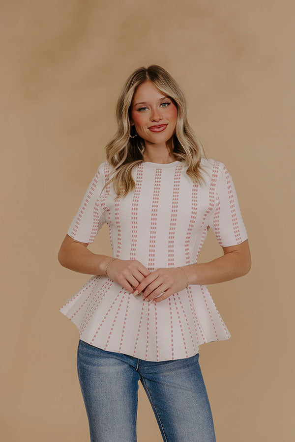 Everyday Chic Knit Peplum Top in White