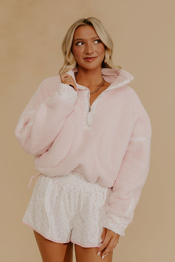 Effortless And Sweet Quarter Zip Sherpa Pullover