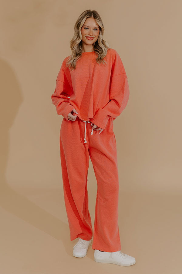 Weekend Away High Waist Knit Pants in Coral