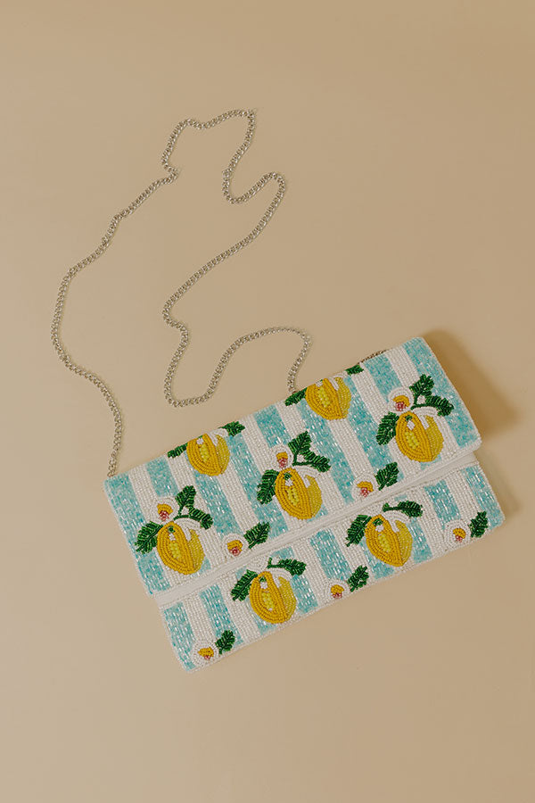 Lemon Love Beaded Stripe Clutch