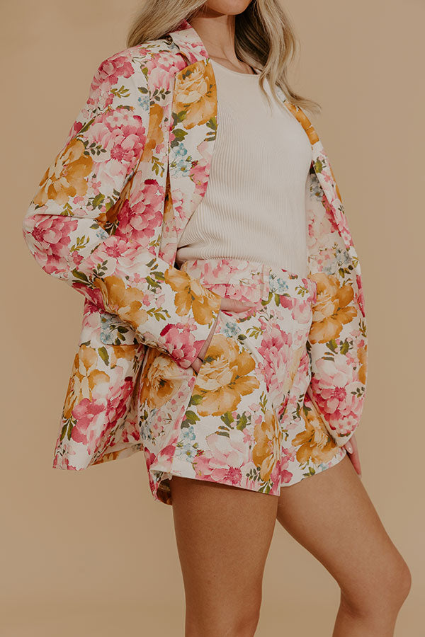 Paris En Fleurs High Waist Floral Linen Blend Shorts Image - 2