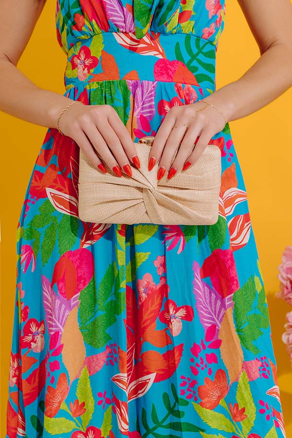 The Serenity Raffia Woven Hard Shell Clutch