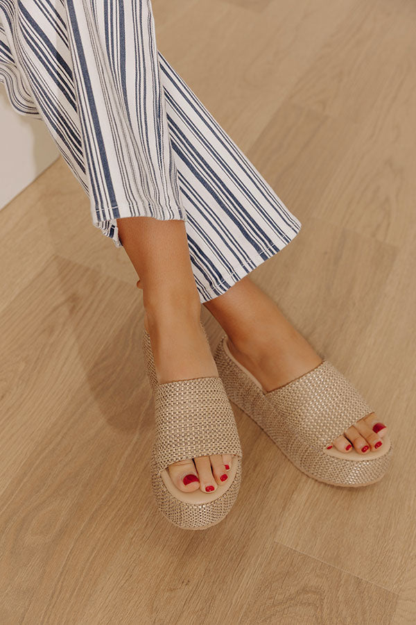 The Pismo Raffia Woven Platform Sandal in Natural