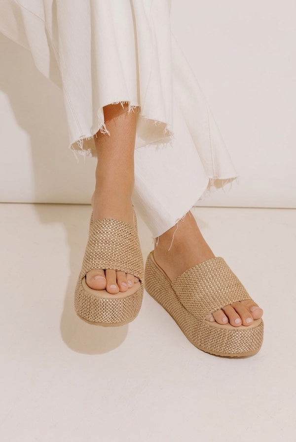 The Pismo Raffia Woven Platform Sandal