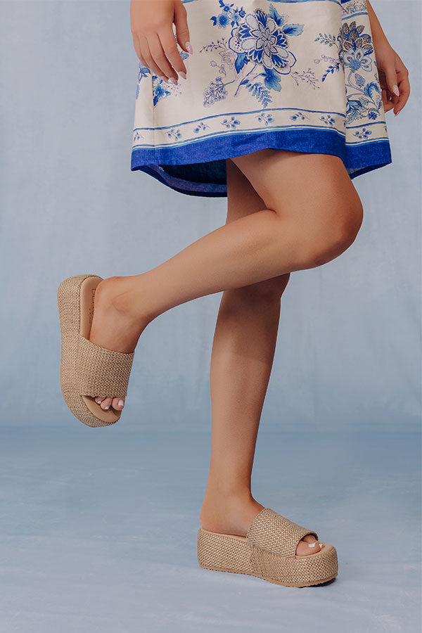 The Pismo Raffia Woven Platform Sandal in Natural Image - 1