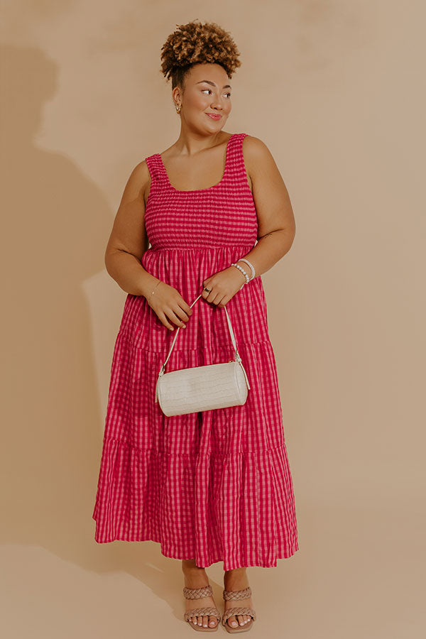 Bright Side Smocked Gingham Maxi Dress Curves Image - 1