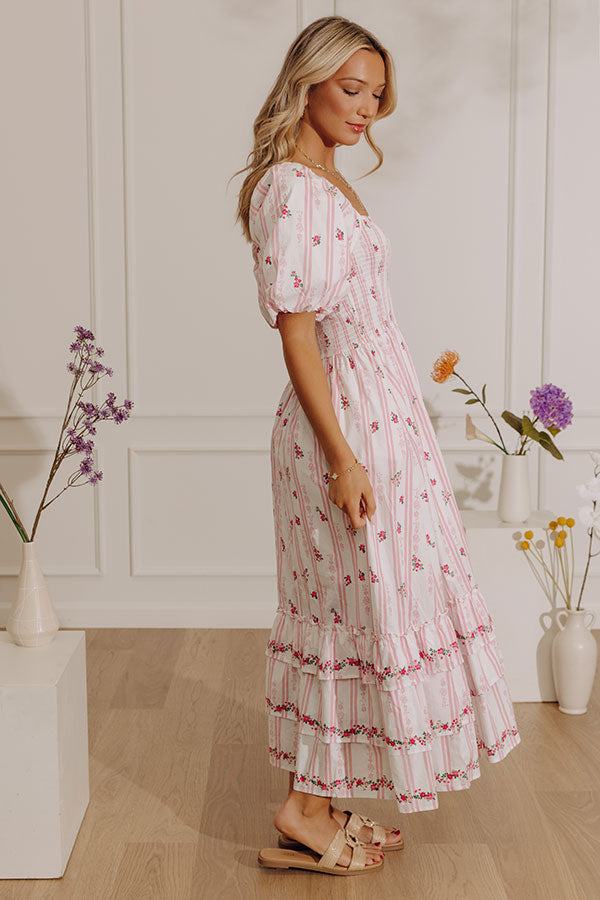 Petal Party Floral Poplin Midi Dress in Pink Image - 3