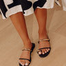 The Vacay Faux Leather Sandal in Black Image - 1
