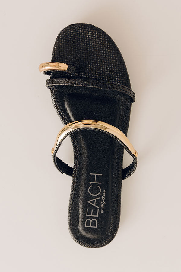 The Vacay Faux Leather Sandal in Black Image - 4