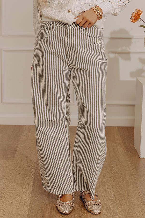 JUST USA Wilma High Waist Stripe Barrel Leg Jean